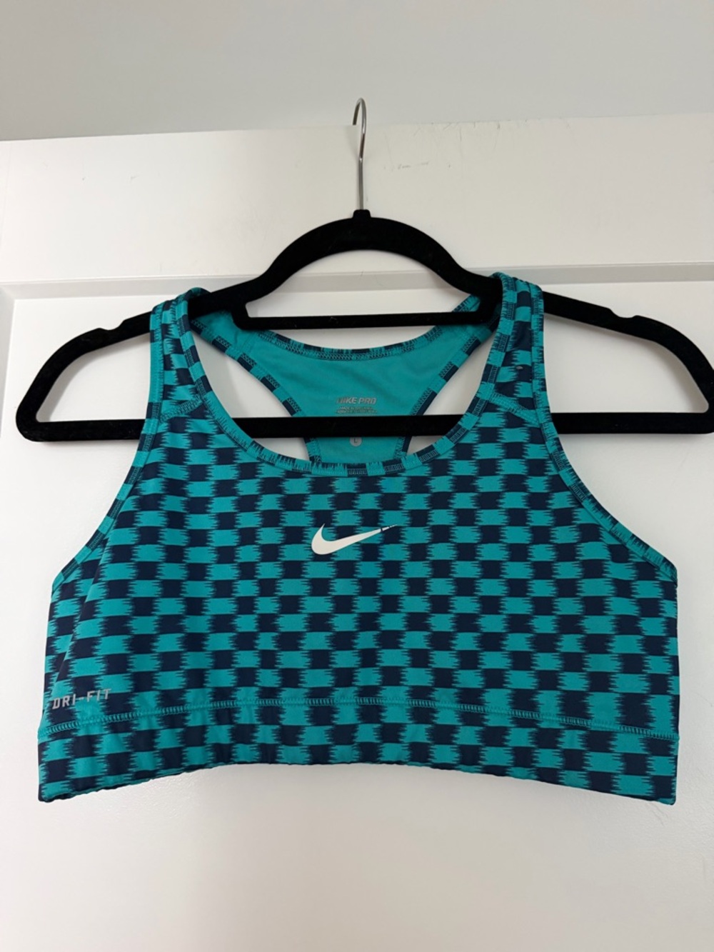 Nike Teal and Navy Checkerboard Sports Bra